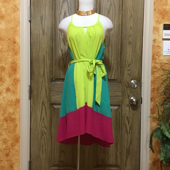 Karlie color block Halter neck high low dress - Picture 2 of 8